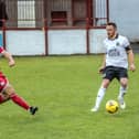 Ruari MacLennan (right) playing for Linlithgow Rose in their 3-2 win at Brechin City in the first round of this season's senior Scottish Cup (Pic by Picasa)