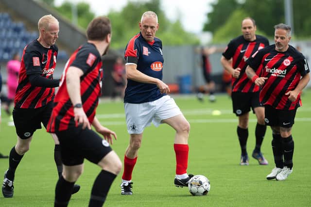The Falkirk Foundation’s FFIT T8 team kicked off their Lava Cup campaign last summer with a match against German giants Eintracht Frankfurt (Photo: Garry F McHarg/FOCAL Scotland)