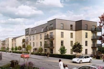 An artist's impression of the new flats which will boast either a balcony or a patio for their residents.