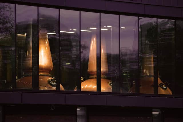 The burnished copper stills integral to the Rosebank whisky making process. Pic: Michael Gillen
