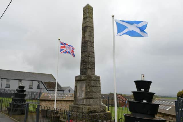East and West Shieldhill and Summerhouse War Memorial had the flags ripped from the flagpoles at the weekend