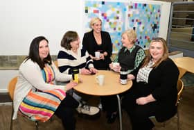 Left to right: Councillors Laura Murtagh, Anne Hannah, Siobhan Paterson, Cecil Meiklejohn and Stacey Devine are hoping to inspire other women to Take the First Step into local politics.  Pic: Falkirk Council