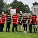 Grangemouth Stags announced their new coaching team: Ian Ralston, 1st xv Team Manager; Gordon Crossan, Vice President/assistant 2nd xv coach; Elaine Acheson, Director of Ladies Rugby; Allan Douglas, Head Coach - Ladies Rugby; Mzwandile Mncube, Head Coach - Men's Rugby; Geoff Caldwell, Assistant Coach - 1st xv; Stevie Binnie, Head Coach 2nd XV; Jennifer Cram, Assistant Coach - Ladies Rugby; Ron Taylor, Vice President and Ronnie Innes, Assistant 2nd xv coach (Photo: Michael Gillen)