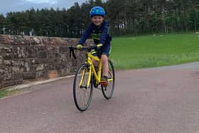 Falkirk Junior Bike Club's Finlay Gibbs taking part in his Whipman Week challenge