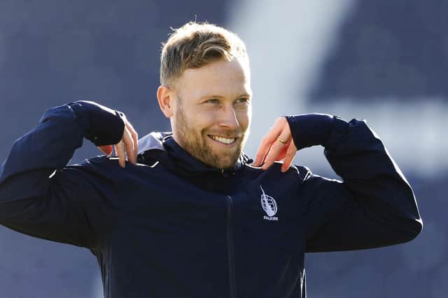 Scott Arfield during a Falkirk training session at the Falkirk Stadium, on February 06, 2025, in Falkirk, Scotland. (Photo by Craig Foy/SNS Group)