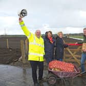 Cutting the ribbon are John Hamilton CEO WDL, Fiona Hyslop MSP, Sarah Ross 1s, CGG, John West, Vivian Maeda Co-founders of WCGG and Cllr Diane Calder