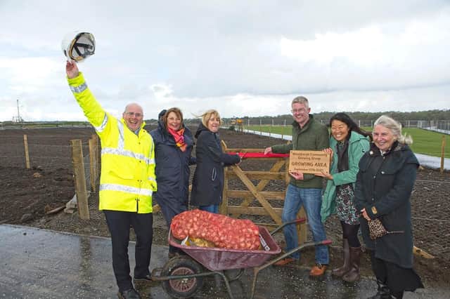 Cutting the ribbon are John Hamilton CEO WDL, Fiona Hyslop MSP, Sarah Ross 1s, CGG, John West, Vivian Maeda Co-founders of WCGG and Cllr Diane Calder