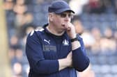 A pensive John McGlynn watching Falkirk's 1-0 Championship play-off second leg loss to Airdrie at the Falkirk Stadium on May 13, 2023 (Pic by Alan Murray)