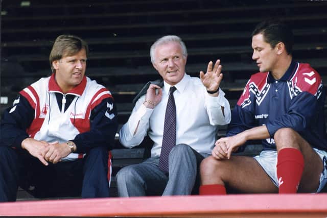 Stainrod with former Falkirk major shareholder David Holmes in 1990