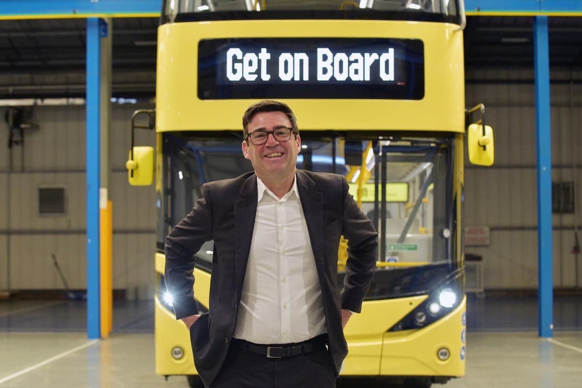 Alexander Dennis: Bee Network buses made in Falkirk handed over to Andy Burnham, Mayor of Greater Manchester