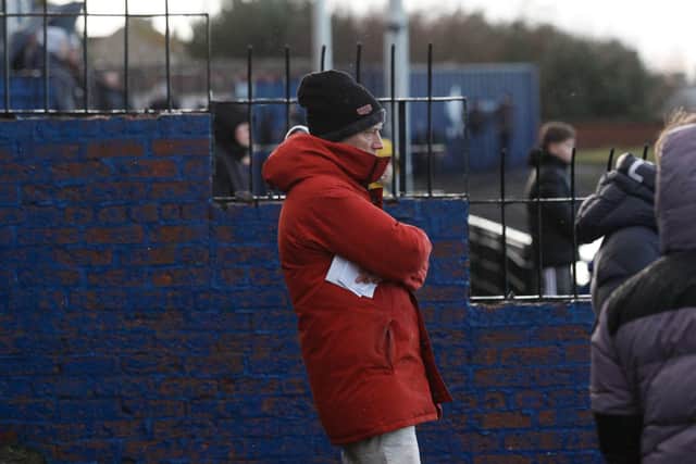Bo'ness United gaffer Max Christie watches Saturday's action at Newtown Park
