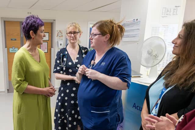 Health Secretary Angela Constance on her visit to FVRH this week (Pic: Michael Gillen)