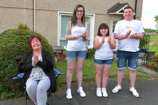 Toravon Drive residents turned out to watch Carrieanne Craig perform live. Picture: Michael Gillen.