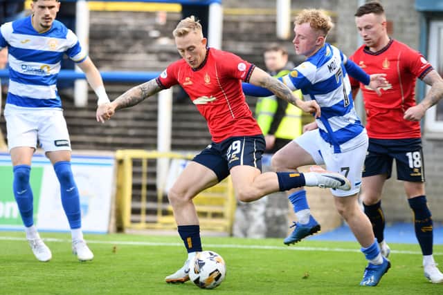 Calvin Miller in action for Falkirk last time out against Greenock Morton (Photo: Michael Gillen)