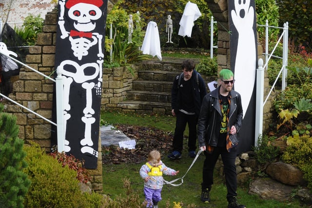 The gardens were decorated with an array of ghosts, ghouls, witches, skeletons and all things spooky.