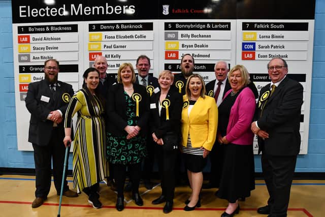 SNP councillors elected to Falkirk Council (missing David Balfour). Pic: Michael Gillen