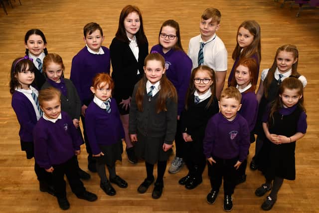Beancross Primary School pupil Keira Kane with her royal retinue