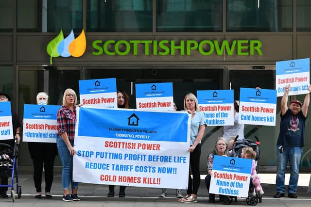 Falkirk's Forgotten Villages - Ending Fuel Poverty campaigners took their fight to Scottish Power's Glasgow HQ last year