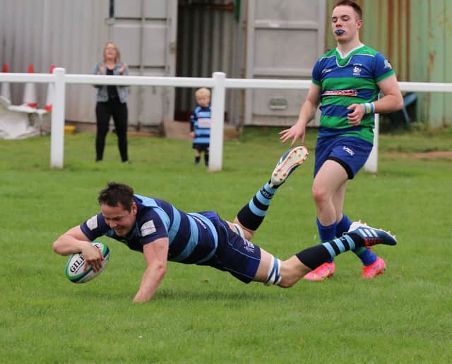 Gregor Brodie scores for Falkirk at Hamilton Bulls (Pic by Gordon Honeyman)