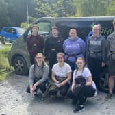 Denny High School pupil Brodie McClurg (second from right) and his friends took on a bungee jump in aid of five different charities. Contributed.