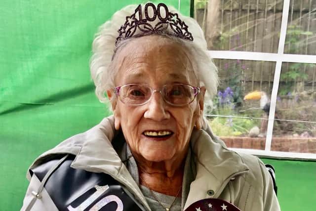 Agnes on her 100th birthday.