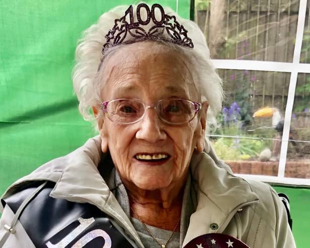 Agnes on her 100th birthday.