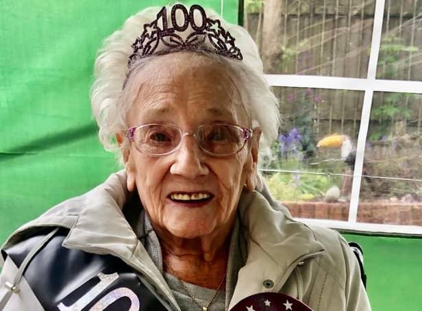 Agnes on her 100th birthday.
