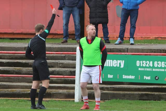 Veteran striker Andy Rodgers was sent off for Camelon against St Andrews - before actually making an appearance for his new club (Photo: Scott Louden)