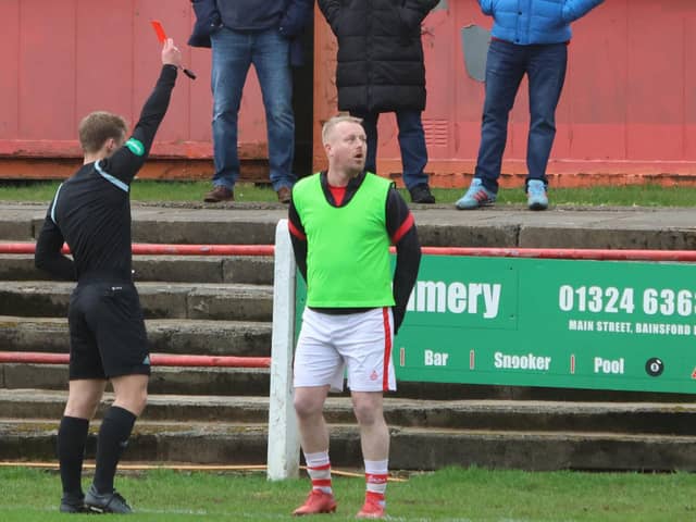 Veteran striker Andy Rodgers was sent off for Camelon against St Andrews - before actually making an appearance for his new club (Photo: Scott Louden)