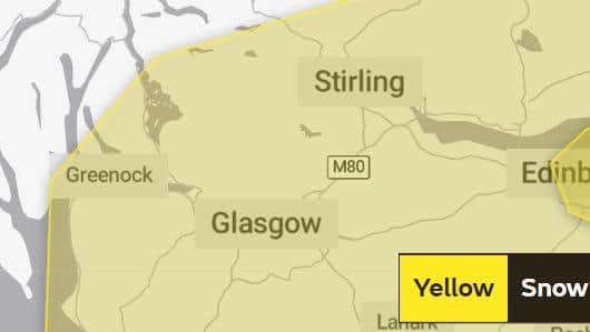 A yellow warning for snow is in place for the district from Thursday into Friday.