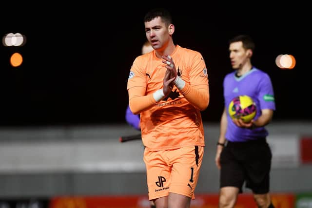 14-01-2023. Picture Michael Gillen. FALKIRK. Falkirk Stadium. Falkirk FC v Clyde FC. Season 2022 - 2023. Matchday 22. SPFL cinch League One.  PJ Morrison 1 at the end of the game.