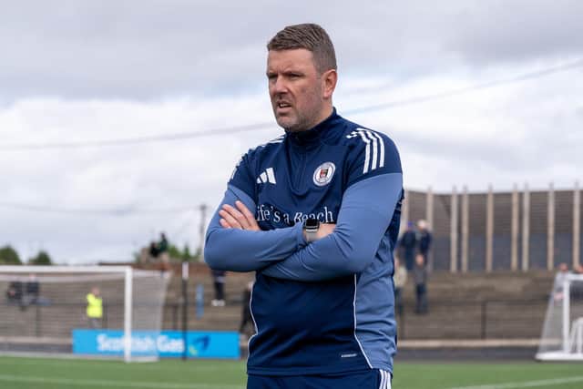 Bo’ness United manager Stuart Hunter on the touchline earlier this campaign (Stock photo: Michael Gillen)