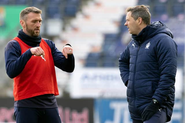 Former co-managers Lee MIller and David McCracken at a training session at the Falkirk Stadium last month (Photo by Alan Harvey/SNS Group)