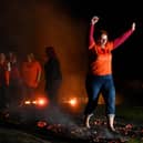 Yvonne McIntosh, Maggie's FV Centre head was among those to complete the firewalk.  Pic: Michael Gillen.