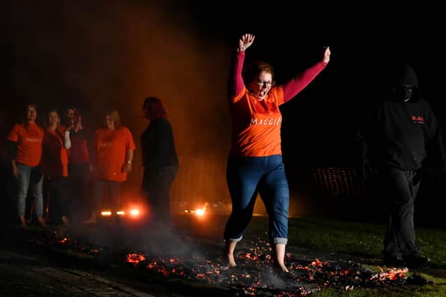 Yvonne McIntosh, Maggie's FV Centre head was among those to complete the firewalk. Pic: Michael Gillen.