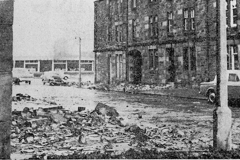 "Just like the blitz" was the verdict of locals as this scene in Millflats Street, Bainsford, shows.