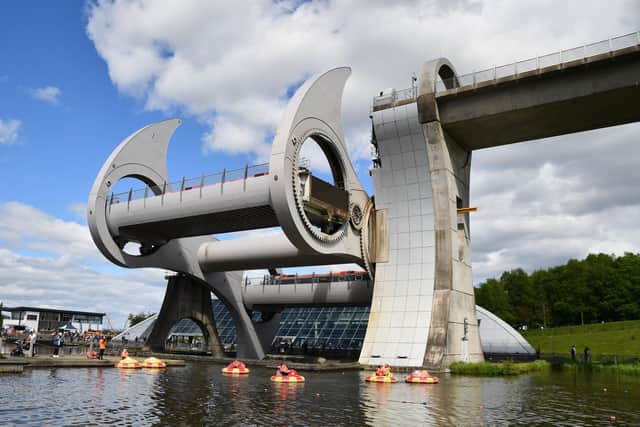 The Chain of Freedom is running from the Falkirk Wheel along the Forth & Clyde Canal towpath to Bowling in Dunbartonshire. Pic: Michael Gillen