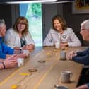 Her Majesty Queen Silvia of Sweden spoke with those attending a men's support group at Maggie's Forth Valley during her visit.  (Picture: Maggie's)
