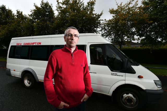 Peter Krykant, of Maddiston, modified a minibus into a facility where he says addicts can safely take drugs under supervision in the hope of preventing overdoses and blood-borne viruses among users. Picture: John Devlin.