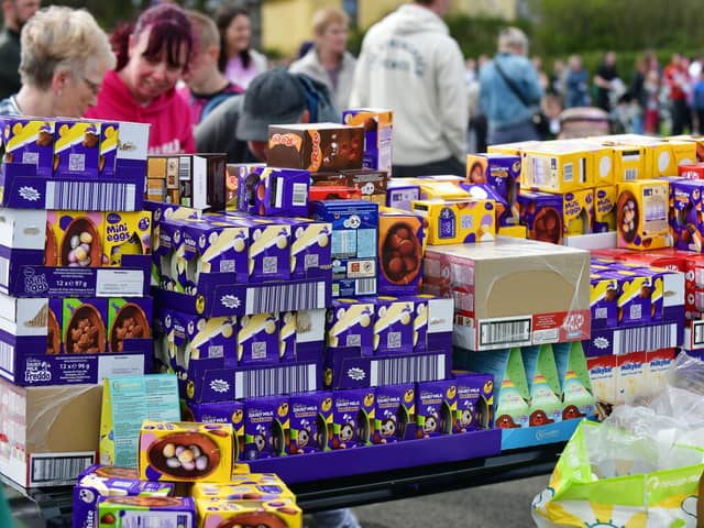 This chocolate wall of potential tooth decay greeted families at last year's Inchyra Park Easter egg hunt(Picture: Michael Gillen, National World)