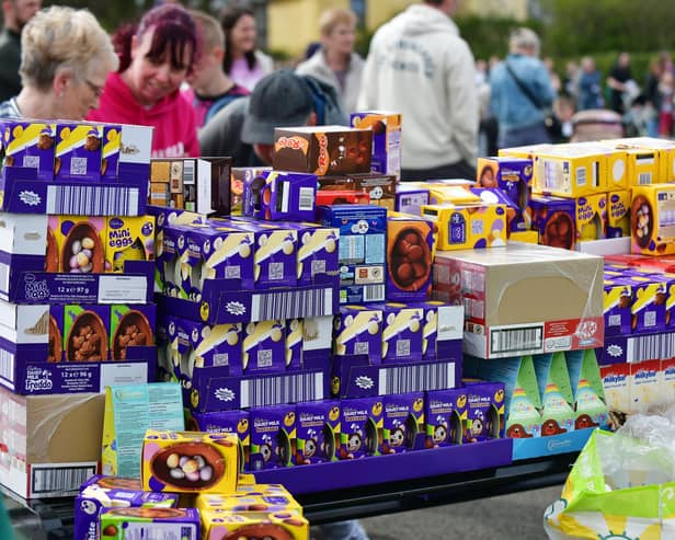 This chocolate wall of potential tooth decay greeted families at last year's Inchyra Park Easter egg hunt(Picture: Michael Gillen, National World)
