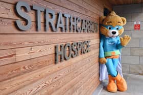 Strathcarron Hospice recently unveiled it's new mascot Ron.  Pic: Michael Gillen