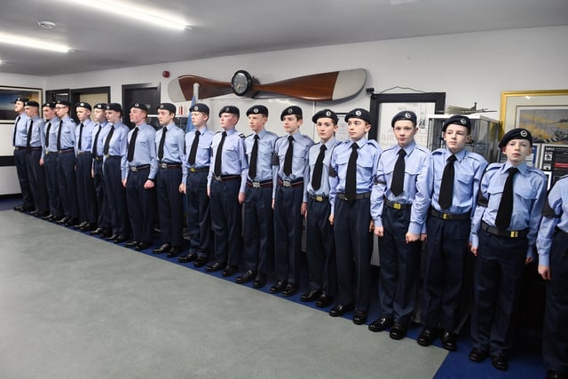 Eyes front as the cadets parade in their Bellsmeadow base.