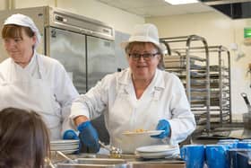 Janette Forsyth dishing up for the last time at Westquarter Primary School