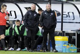 Sandy Clark has been named as East Stirlingshire's new manager: Clark (right) pictured while in his role as Dunfermline assistant coach alongside Allan Johnston (Photo: Michael Gillen)