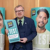 Martyn Day MP is pictured at the Terrence Higgins Trust event in Westminster.