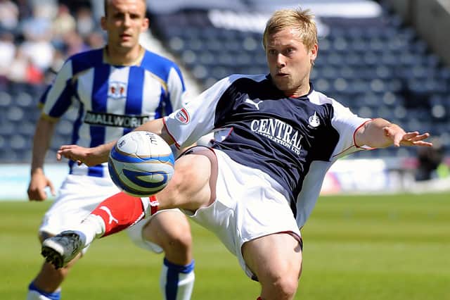 Scott Arfield in his Falkirk days, in action against Kilmarnock (picture by Michael Gillen)