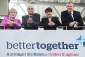 Launch of the Better Together campaign in 2012 with, left to right, Scottish Labour Leader, Johann Lamont MSP; Alistair Darling, leader of the cross party campaign; Scottish Conservative Leader Ruth Davidson MSP and Scottish Liberal Democrat Leader, Willie Rennie MSP