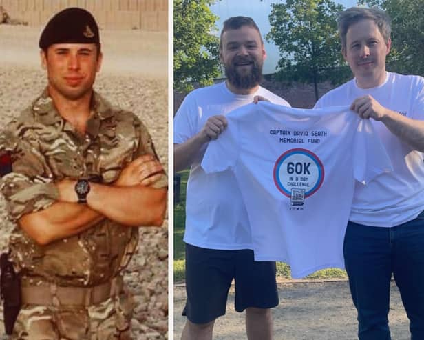 Gary Seath and Ben Waite (right) are running in memory of Captain David Seath (Pics: Submitted),