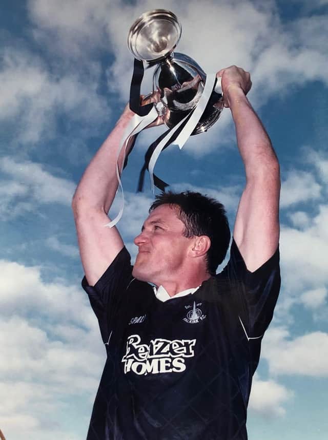 Former Aston Villa striker Simon Stainrod captained the Bairns to the title having signed the previous summer